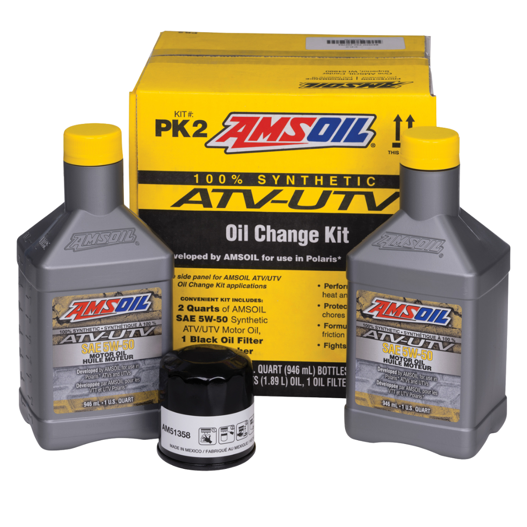 Amsoil Kit ATV/UTV AMSOIL para Vehículos Polaris® PK2 - 2 Cuartos SAE 5W-50 con Filtro Negro 1 Paquete