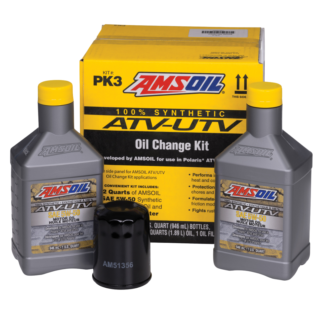 Amsoil Kit ATV/UTV AMSOIL para Vehículos Polaris® PK3 - 2 Cuartos SAE 5W-50 con Filtro Negro Grande 1 Paquete